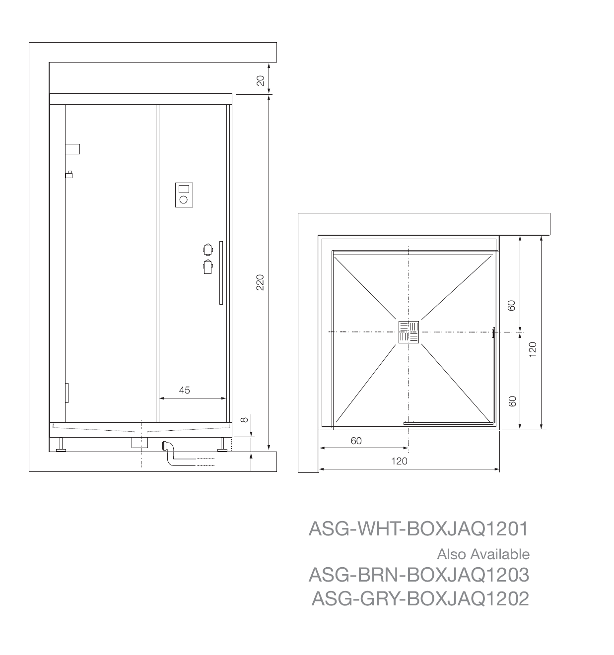 Artize Steam Cabin With Glass Pietra Grey 120x120 cm