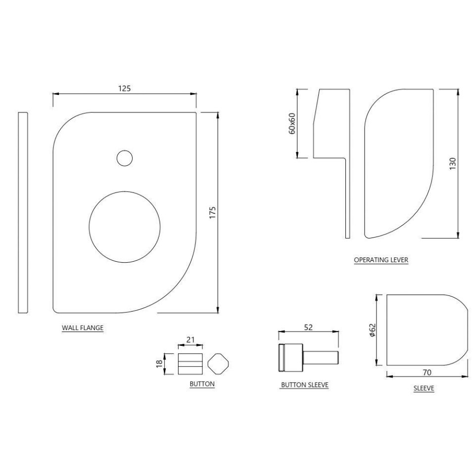 Exposed Part Kit of Single Lever Hi Flow In-wall Diverter